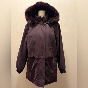 F.S. LIMITED FLEET STREET WOMENS POLYESTER NYLON PARKA FOX FUR HOOD COAT